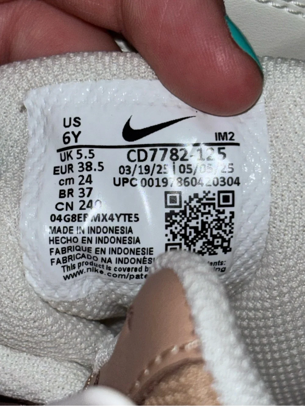 Nike Court Borough Mid 2 GS 6Y Beige Ivory Hemp CD7782-125 Girls